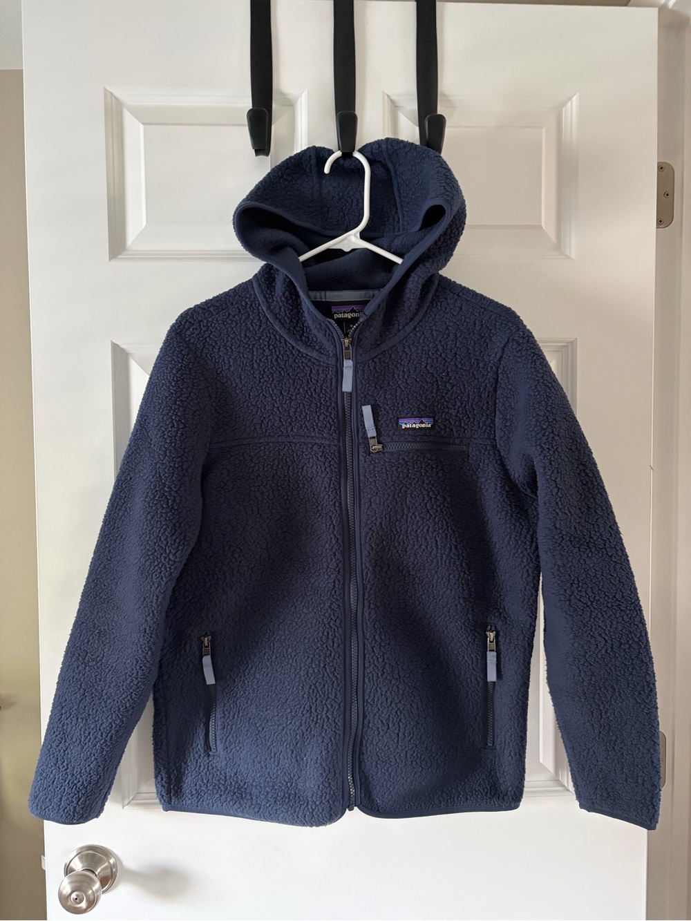 Patagonia Womens Navy Blue Hooded Fleece Jacket